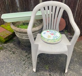 RM00 Garden Lot To Include Chair, Planters And Decorative Hanging Or Stepping Stones