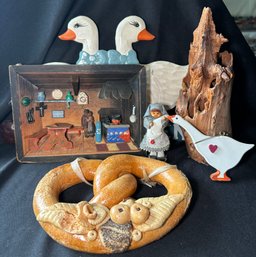 R7 1956 3D Wooden Kitchen Scene, Realistic Pretzel Decor, Duck Viking Welcome Sign, And Other Decor