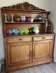 Vintage Buffet With Ornate Top And Sides And With Lock And Key
