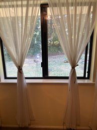 R4 White Curtains With Strawberry Ribbons