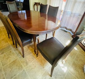 R3 Dining Table With Internal Hidden Leaf, Six Chairs And Table Runner