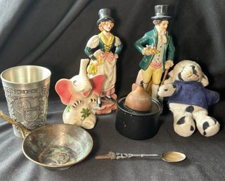 R7 Zinn Becker Stuttgart, Small Spoon Marked Laboe, Hollowick, Figures Marked Italy And More