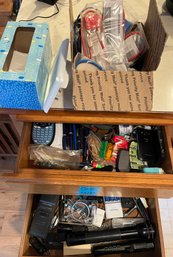 R5 Junk Drawer Contents, Box Full Of Locks With Keys, Batteries, Dymo LetraTag, Flashlights, Household Tools,