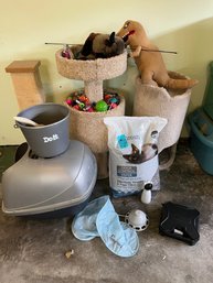 Cat Paraphernalia To Include Two Cat Climbing Towers, Car Scratch Tower, Cat Box,  Cat Toys.