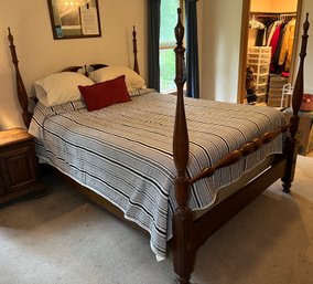 R11 Four Post Bed Frame, Mattress, Boxspring, Pillows And Bedding