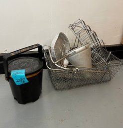 R0 Vintage Presto Fry Daddy Electric Deep Fryer And Wire Basket And Other Frying Tools