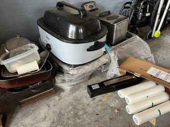 R0 Two Chafing/buffet Servers, Large Electric Roaster, Deep Fryer, Waffle Maker, Vacuum Sealer, Cuisinart Part