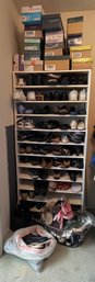Collection Of Womens Shoes, Some In Box, Stackable Shoe Rack