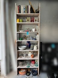 R0 Collection Of Vases,  Books, Decorative Pieces, Planters And Fish Bowls.  Shelving Unit NOT Included