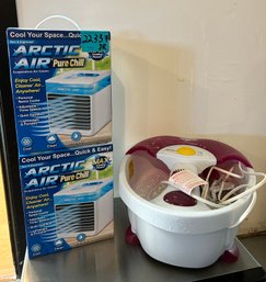 R0 Two New In Box Arctic Air Pure Chill Evaporative Air Cooler And Dr Scholls Foot Spa