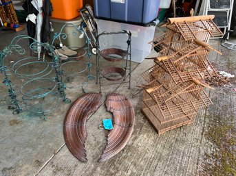 R0 Decorative Large Wood Bird Cage 29.5in Tall 12x10 Inches At Base,  Metal Stand With Bird Cage, Tiered Plate