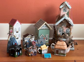 R4 Collection Of Ceramic And Wood Decorative House.