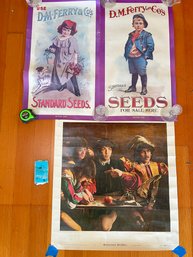 R4 Vintage 1969 Beatles Renaissance Minstrels  Poster And Two Ferry Co Seed Posters