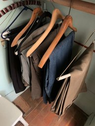 Assorted Men's Clothing Size 3X, Men's Shirts, Garment Bags, Men's Pants, Wooden Hangers, Men's Belts