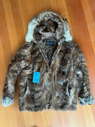 R4 Northland Furs Ladies Hooded Coat. Type Of Fur Unknown .  Tag Marked Ketchikan Alaska