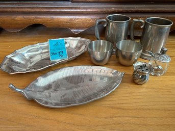 R6 Pewter And Metal Lot Of Mugs, Stemless Cups, Serveware