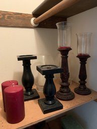 Candlesticks, Glass Vases, Assorted Vases, Candles, Decorative Urn