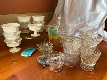 R2 Glass Dessert Dishes, Milk Glass Harvest Pattern, Refrigerator Ribbed Glass Storage, Plastic Wine Glasses