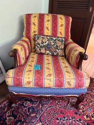 Overstuffed Arm Chair With Wood Trim 33in X 28.5in X 38in