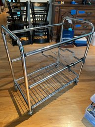 R6 Chrome Office Cart Wheeled.  One Wheel Falls Off.  Please See Photos For More Details 33in Tall, 31in Wide,