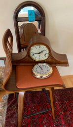 Mid Century Swivel Counter Stool, Wall Mount Mirror, Wall Clock, Chiming Mantle Clock