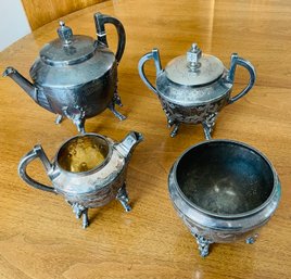 Rm1 Antique New Haven Silver Plated, Footed, Tea Serving Set