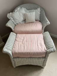 R7 Wicker Armchair And Footstool With Cushions And Accent Pillows
