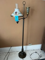 R6 Vintage Floor Lamp With Egyptian Design On Glass Shade