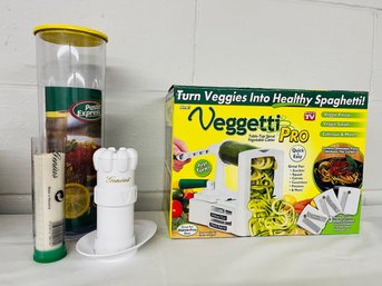 BNH Veggetti Pro Vegetable Cutter, Genius Garlic Cutter, Spaghetti Noodle Strainer