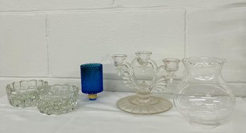 BNH Lot Of Candle Holders, Votive Holder, Oil Lamp Chimney