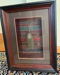 Vintage Yemeni Temple Decor Tassle In Glass Frame