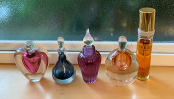 R8 Four Glass Perfume Bottles, Elizabeth Taylor White Diamonds Perfume