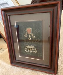 Prayer Amulet And Other Cultural Item In Glass Frame