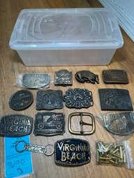 R8 Belt Buckle Collection, Star Trek, Levi Strauss, Coca Cola And More. Storage Container.