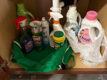 R7 Laundry Lot To Include, Miscellaneous Cleaning Supplies And Laundry Soaps, Two Laundry Baskets