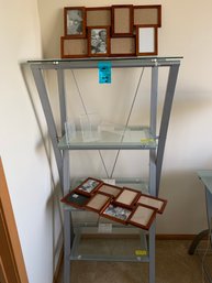 Metal And Glass Shelving Unit, Picture Frames