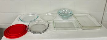 BNH Lot Of Pyrex Glass Bowls, Baking Dishes And Lids, One Saucer Isnt Pyrex