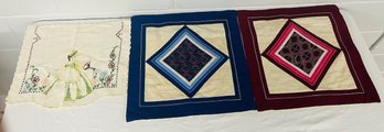 BNH Two Thai Tribal Craft Pillow Covers, Vintage Table Linen