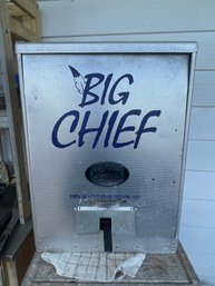 Big Chief Smoker, BBQ Utensils, Wheeled Cabinet Measuring About 20inx20inx36in And Small Plastic Stool