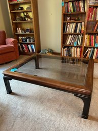 R1 Wood And Glass Coffee Table Measures 50 In Long X 40 In Wide X 16 In Tall