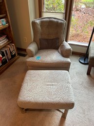 R1 Tan Printed Rocking Chair And Ottoman Set  See Photos For Measurements