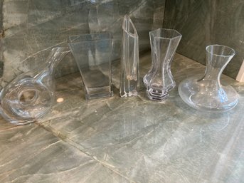 R7 Set Of Five Various Glass Vases