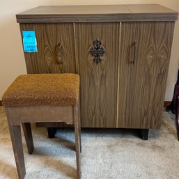 R8 Sewing Machine Table/ Cabinet With Small Stool.