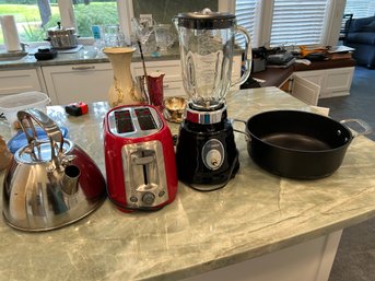 R4 Osterizer Blender, Black&Decker Toaster, Tea Kettle, Williams Sonoma Cooking Pot