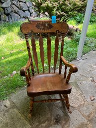 Rocking Chair, Large Heavy Decorative Painted Back 46in X 26in