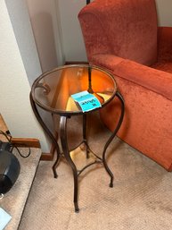 R1 Glass And Black Decorative Side Table Table Measures 28 In Tall, Tabletop Measures 12 In