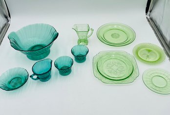 R1 Depression Glass Serving Ware , Regular Glass Ware, One Uranium Glass Plate