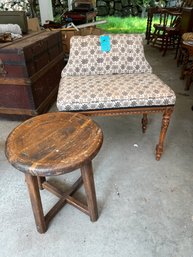 Small Upholstered Bench And Small Wood Stool