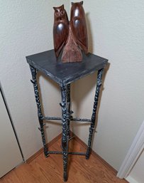 R5 Metal Table And Wood Decorative Owl Figurine