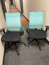 Adjustable Blue Office Chairs And Table